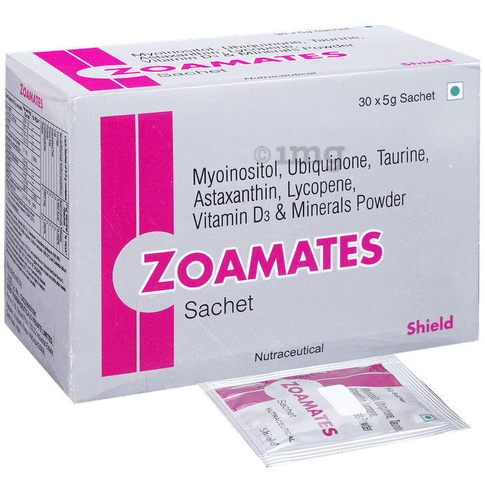 Zoamates Powder with Ubiquinone, Myoinositol, Lycopene, Vitamin D3 & Minerals