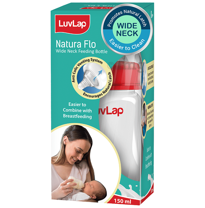 LuvLap 0M+ Natura Flo Wide Neck Feeding Bottle Plain