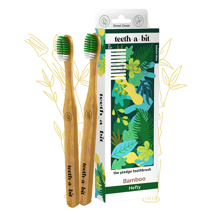 Teeth-A-Bit The Pledge Bamboo Adults Toothbrush Hefty Forest Green