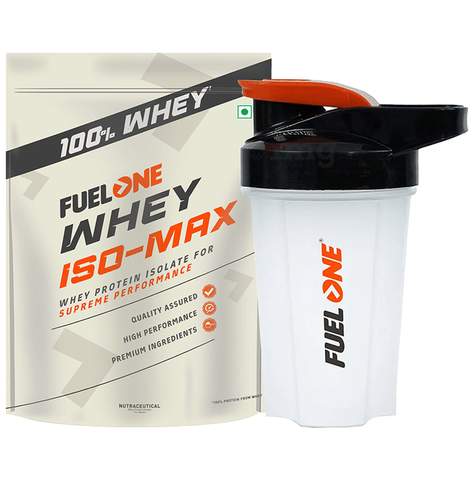 Fuel One Whey Iso-Max Whey Protein Isolate Powder Unflavored with 500ml Shaker
