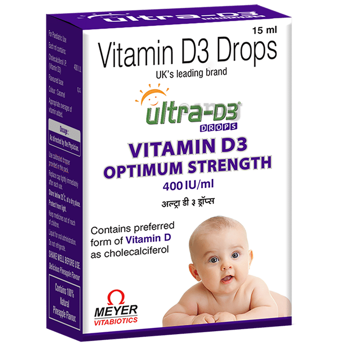 Ultra-D3 400IU Vitamin D3 (Cholecalciferol) | For Strength | Oral Drops Delicious Pineapple