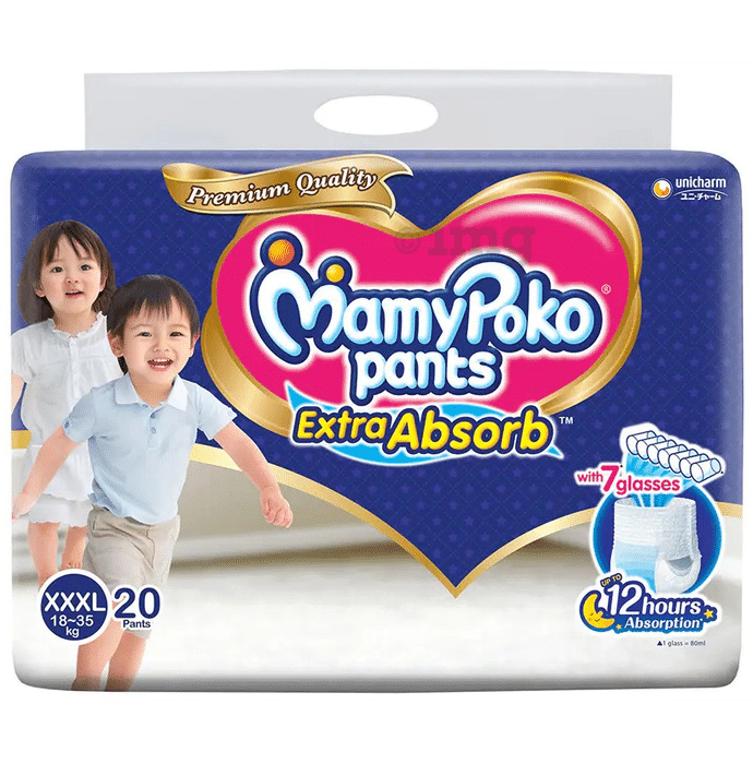 MamyPoko Extra Absorb Diaper Pants | For Up To 12 Hours Absorption | Size XXXL