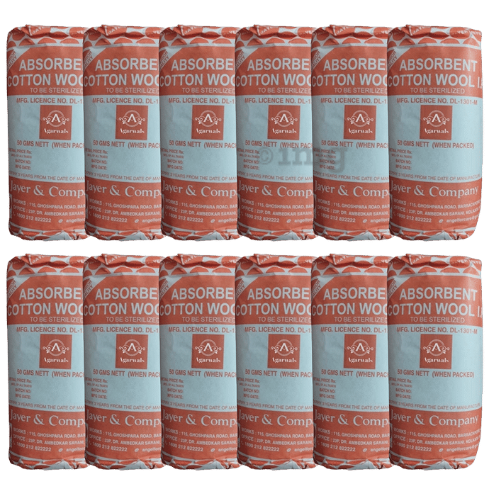 Agarwals Jayer Absorbent Surgical Cotton Wool IP (50gm Each)