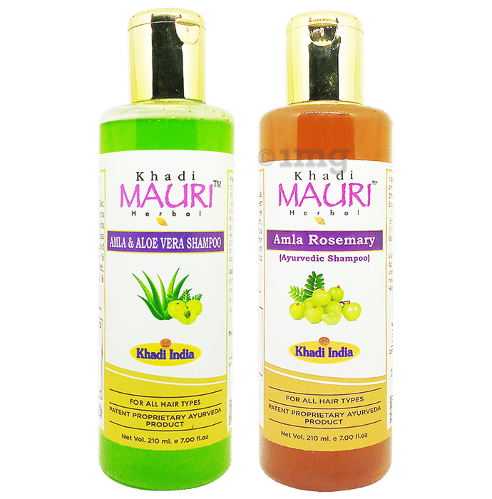 Khadi Mauri Herbal Combo Pack of Amla Aloe Vera & Amla Rosemary Shampoo(210ml Each)