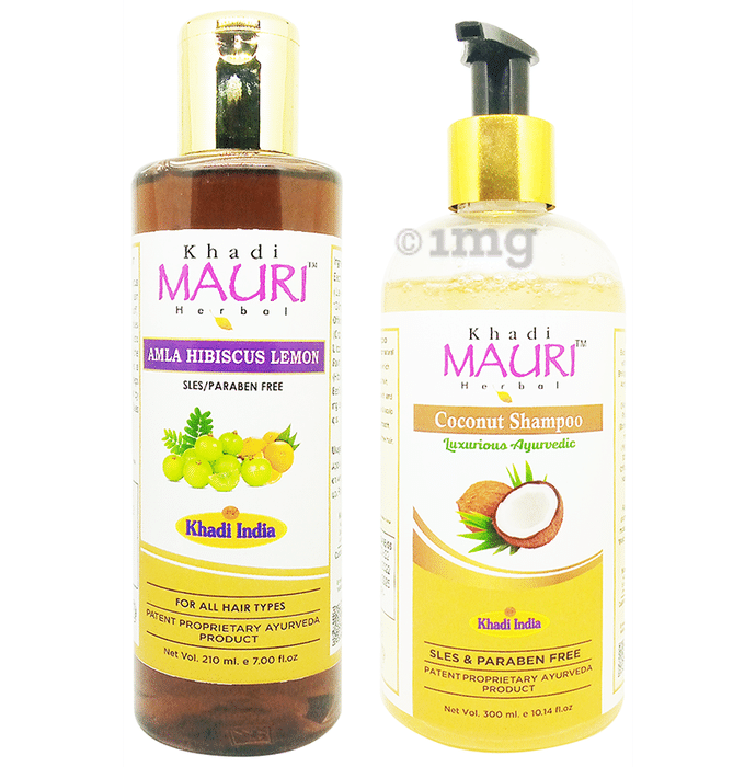Khadi Mauri Herbal Pack of Amla Hibiscus Lemon & Coconut Shampoo (255ml Each)