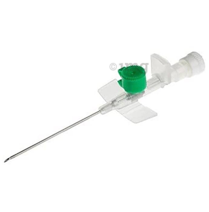 Mowell I.V. Catheter/Cannula with injection valve and Wings Disposable Green 18G