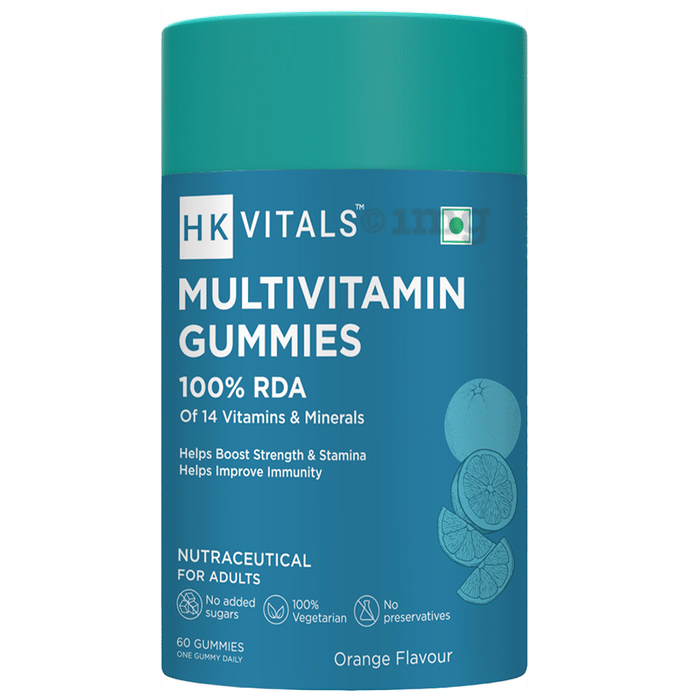 HK Vitals Multivitamin & Minerals | Vegetarian Gummies for Immunity, Strength & Stamina | Flavour Orange