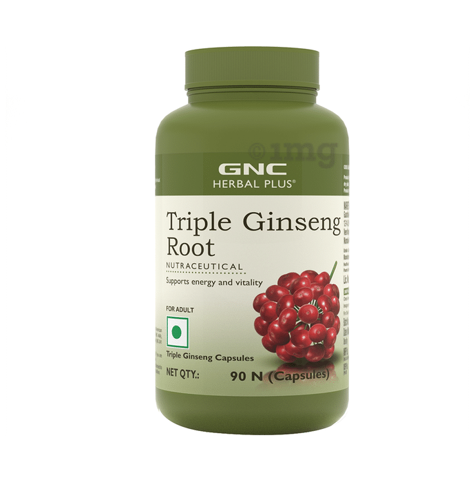 GNC Herbal Plus Triple Ginseng Root Capsule | For Energy & Vitality Support