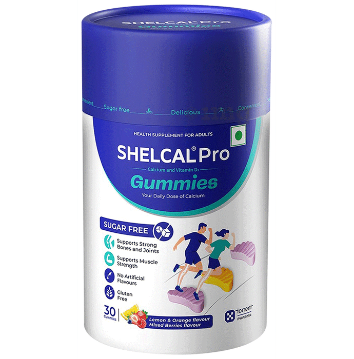 Shelcal Pro Calcium & Vitamin D3 Gummy Lemon and Orange and Mixed Berries Sugar Free