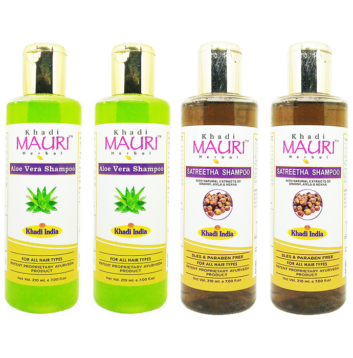 Khadi Mauri Herbal Combo Pack of Aloe Vera & Satritha Shampoo (210ml Each)