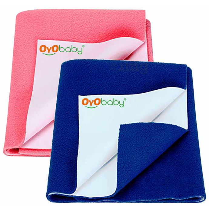 Oyo Baby Waterproof Bed Protector Dry Sheet Gifts Pack Small Salmon Rose & Royal Blue