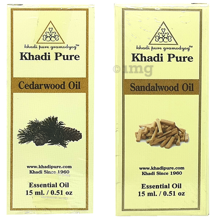Khadi Pure Combo Pack of Cedarwood Oil & Sandalwood Oil (15ml Each)