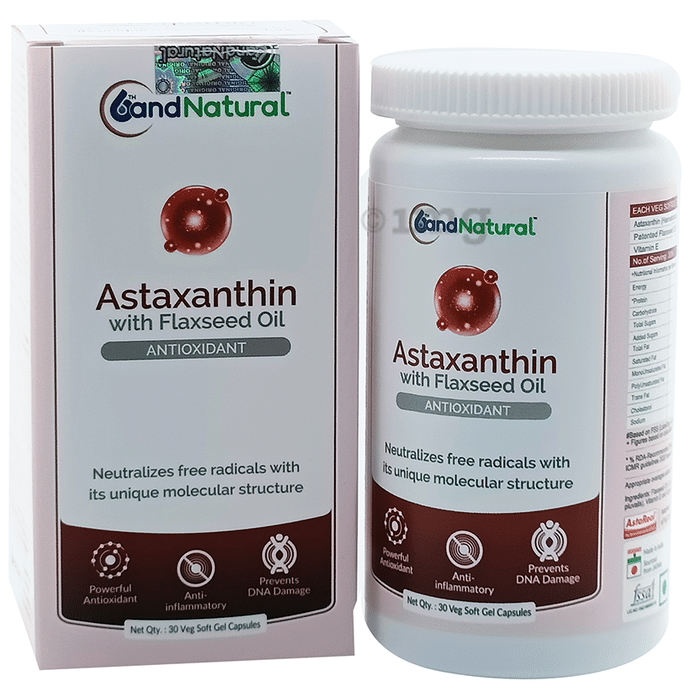 6th and Natural Astaxanthin with Flaxseed Oil Veg Softgel Capsule