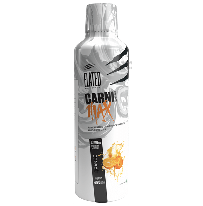 Elated Sports Science Carni Max with L-Carnitine L-Tartrate for Weight Loss | Flavour Orange