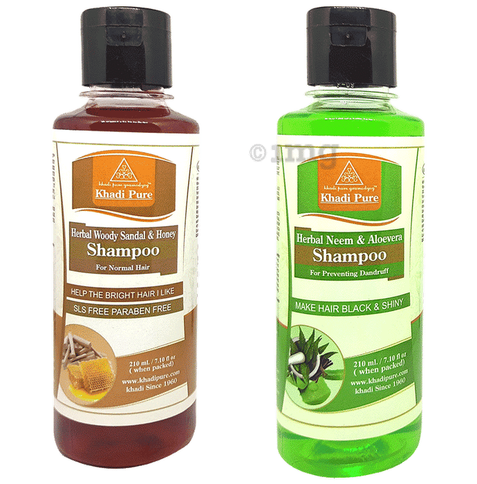 Khadi Pure Combo Pack of Herbal Neem & Aloevera Shampoo & Herbal Woody