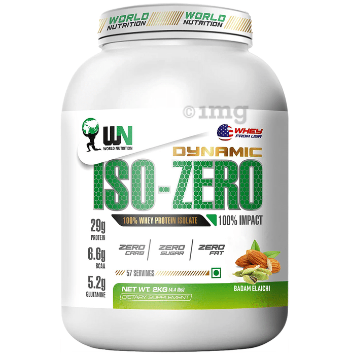 WN World Nutrition Dynamic Iso-Zero Whey Protein Isolate Powder Badam Elaichi