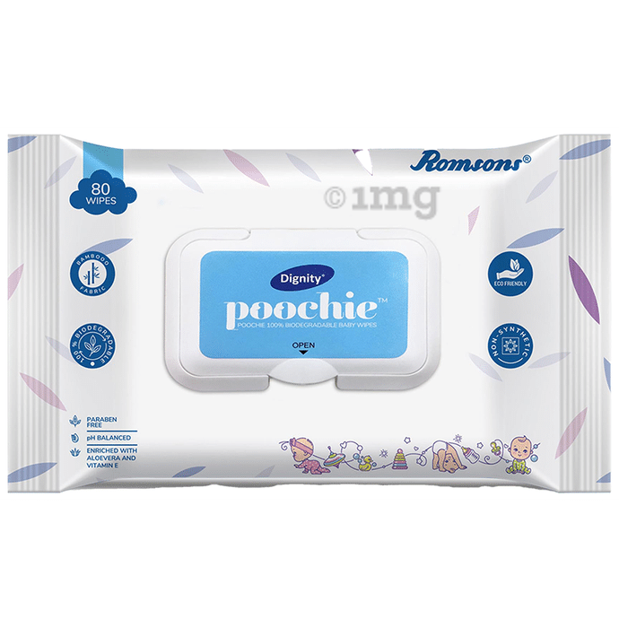 Dignity Poochie 100% Biodegradable Baby Wipes (80 Each)