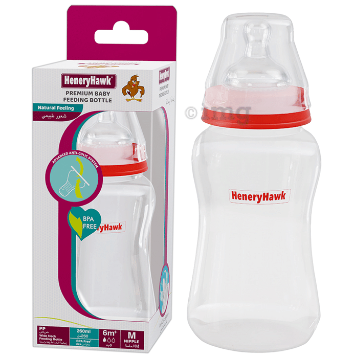 HeneryHawk Natural Feeling Anti-Colic BPA Free Wide Mouth Wide Neck Feeding Bottle