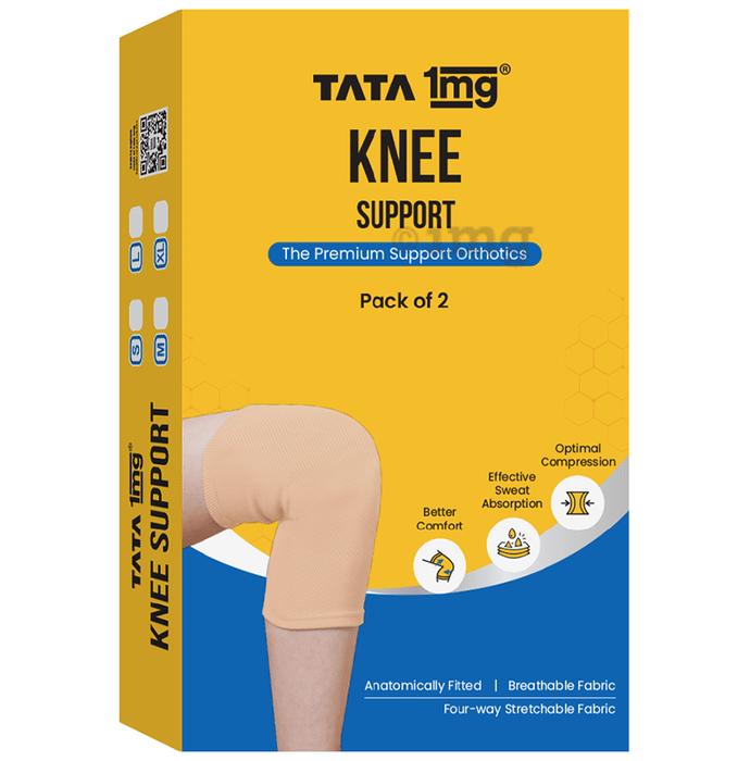 Tata 1mg Knee Cap for Sports, Exercise & Pain Relief, Knee Support Guard for Men and Women Medium