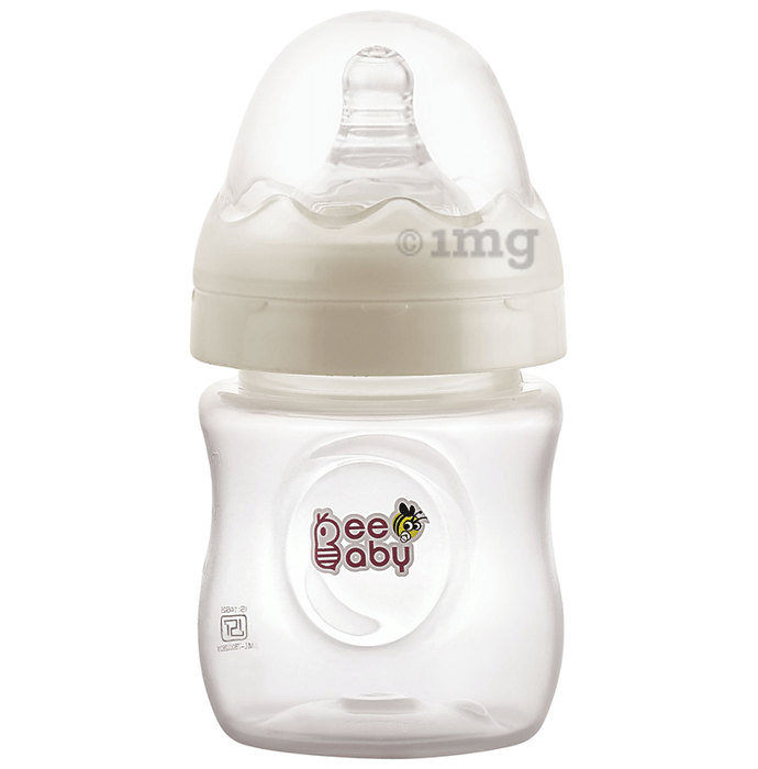 BeeBaby Ease Wide Neck Baby Feeding Bottle with Anti-Colic Soft Silicone Nipple  4 months+ White