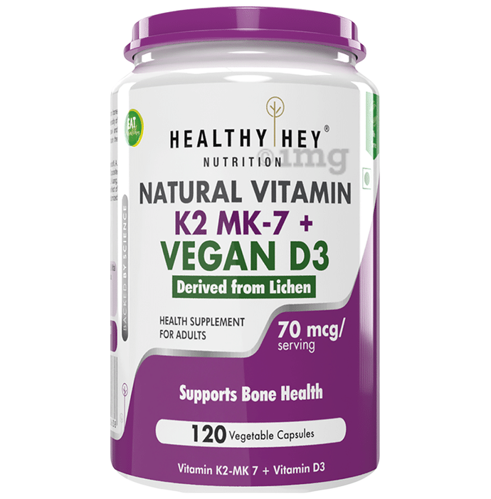 HealthyHey Nutrition Natural Vitamin K2 MK 7 + Vegan D3 Vegetable Capsule
