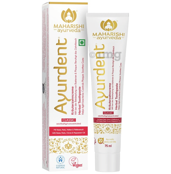 Maharishi Ayurveda Ayurdent Toothpaste, Whitens & Strengthen Teeth, Fights Plaque Classic