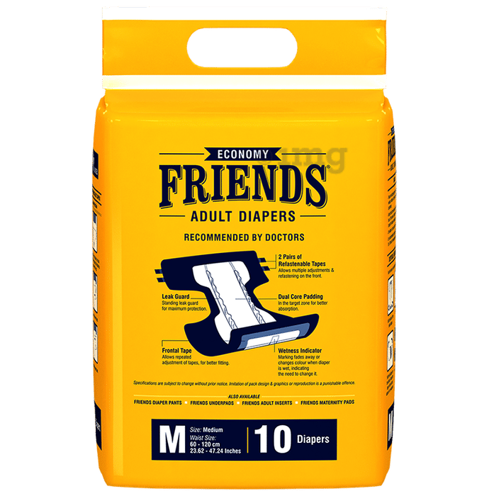 Friends Premium Adult Diapers Pant Style  10 Count M with odour lock and  AntiBacterial Absorbent Core Waist Size 2548 Inch  635122cm   Amazonin Health  Personal Care