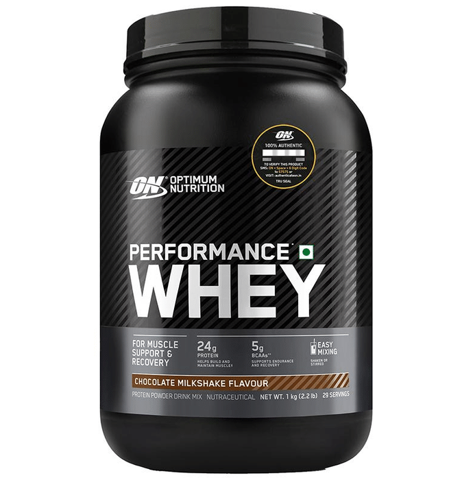 Optimum Nutrition (ON) Performance Whey Protein | For Muscle Support & Recovery | Flavour Powder Chocolate Milkshake