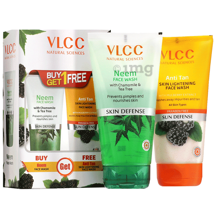 VLCC Natural Science Neem Face Wash with Anti Tan Skin Lightening Face Wash Free (150ml Each)