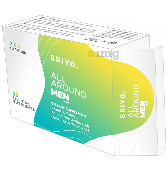 Briyo All Around Men's Multivitamin: Highly Absorbable 37+ Nutrients in Conveniently Sized Capsule