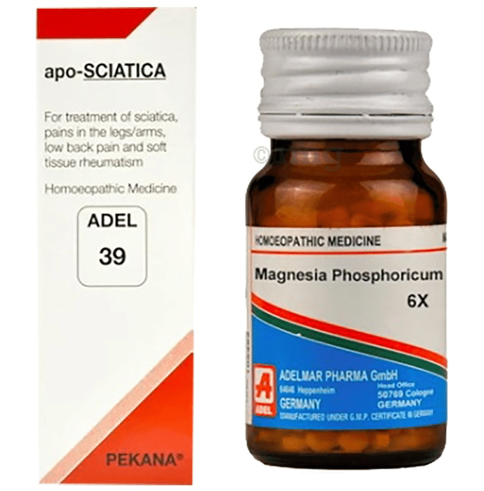 ADEL Anti Sciatica Combo Pack of ADEL 39 Apo-Sciatica Drop 20ml & Magnesia Phosphoricum 20gm Biochemic Tablet 6X