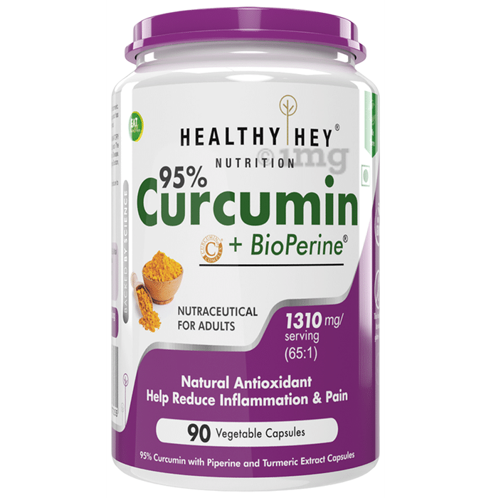 HealthyHey Curcumin with Bioperine Vegetable Capsule With Piperine and Turmeric Extract