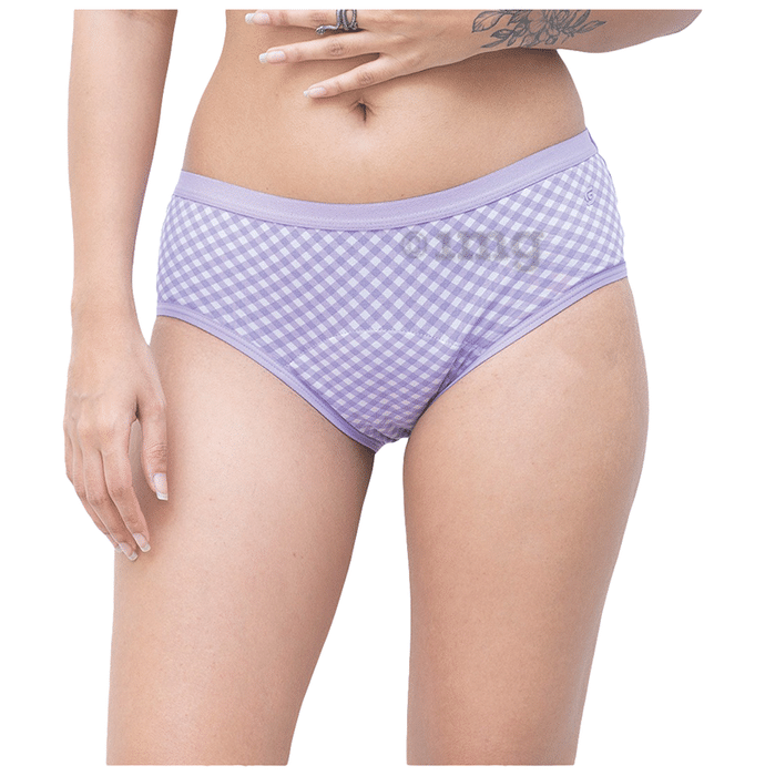 SochGreen Organic Hipster Cotton Discharge Underwear Lavender Check Medium