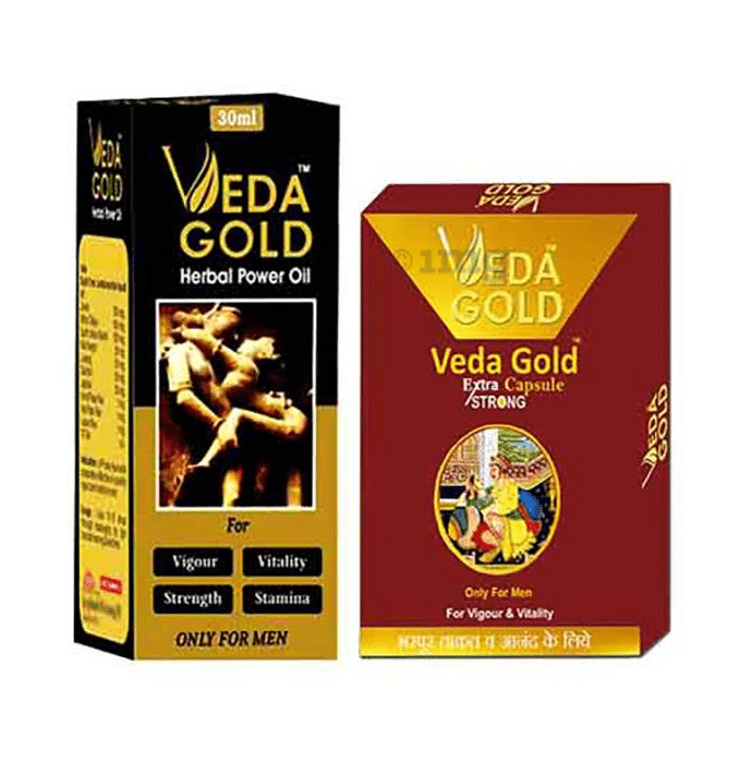 Veda Gold Combo Pack of Herbal Power Oil 30ml & Extra Strong Capsule for Men (10 Each)