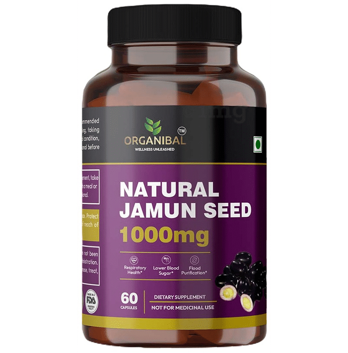 Organibal Natural Jamun Seed 1000mg Capsule
