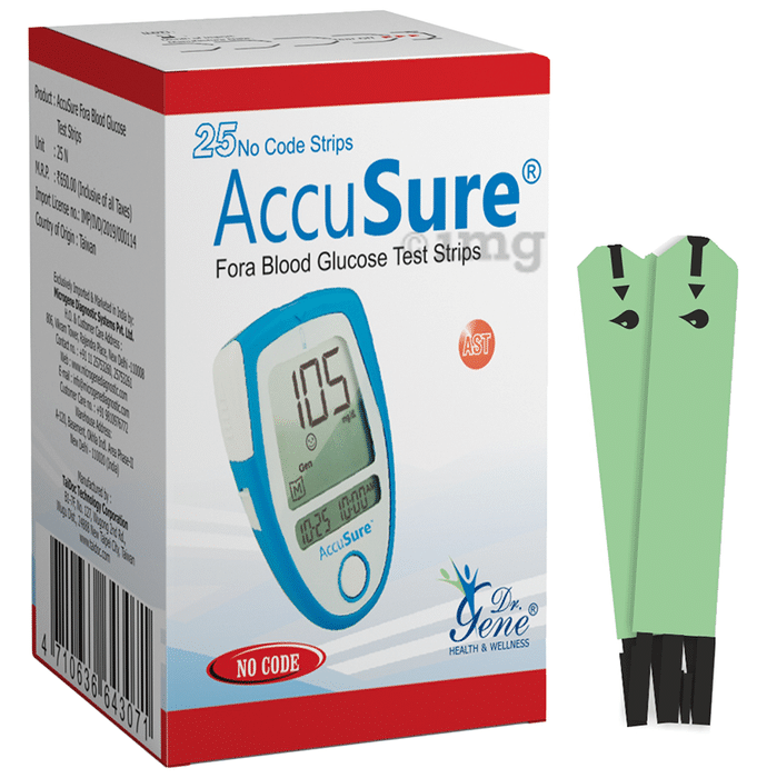 AccuSure Blood Glucose Test Strip Blue