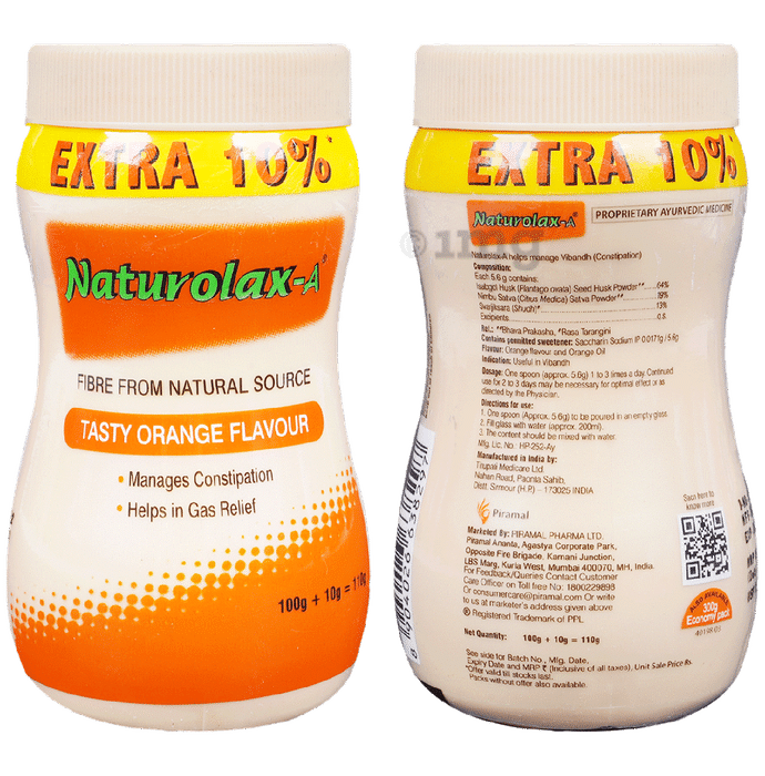 Naturolax -A Powder | For Constipation, Gas & Stomach Care | Flavour Tasty Orange
