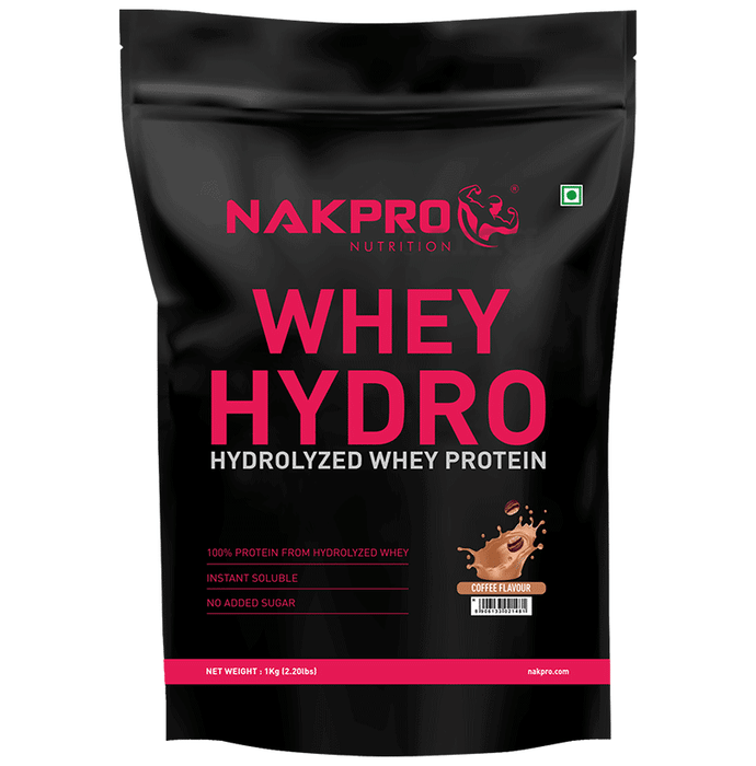 Nakpro Nutrition Whey Hydro Hydrolyzed Whey Protein Powder Coffee