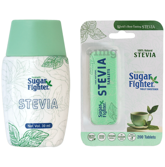 Sugar Fighter Combo Pack of Stevia Liquid (30ml)  & Stevia Sugar Free Tablet (200)