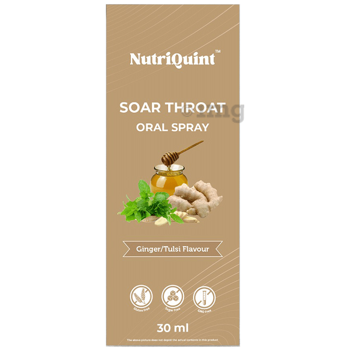 NutriQuint Soar Throat Oral Spray | Flavour Tulsi-Ginger