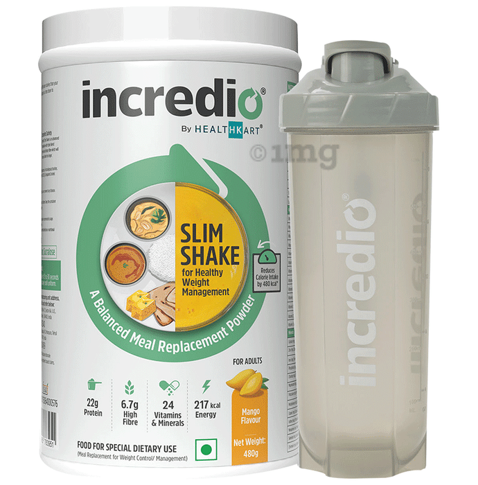 Incredio Slim Shake for Weight Management | Meal Replacement Powder with Shaker  (480gm Each) Mango