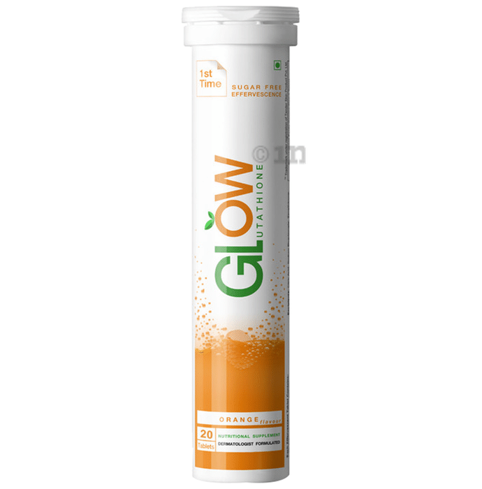 Glow Glutathione Effervescent Tablet for Skin | Sugar-Free | Flavour Orange