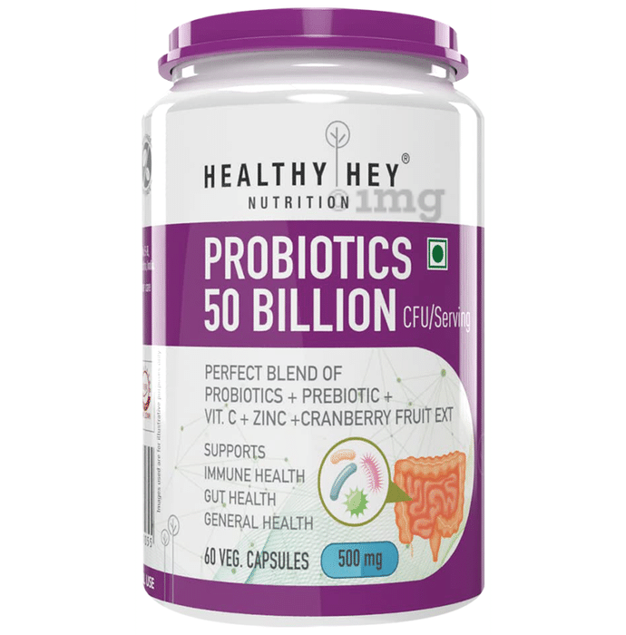 HealthyHey Nutrition Probiotics 50 Billion CFU  500mg Veg Capsule