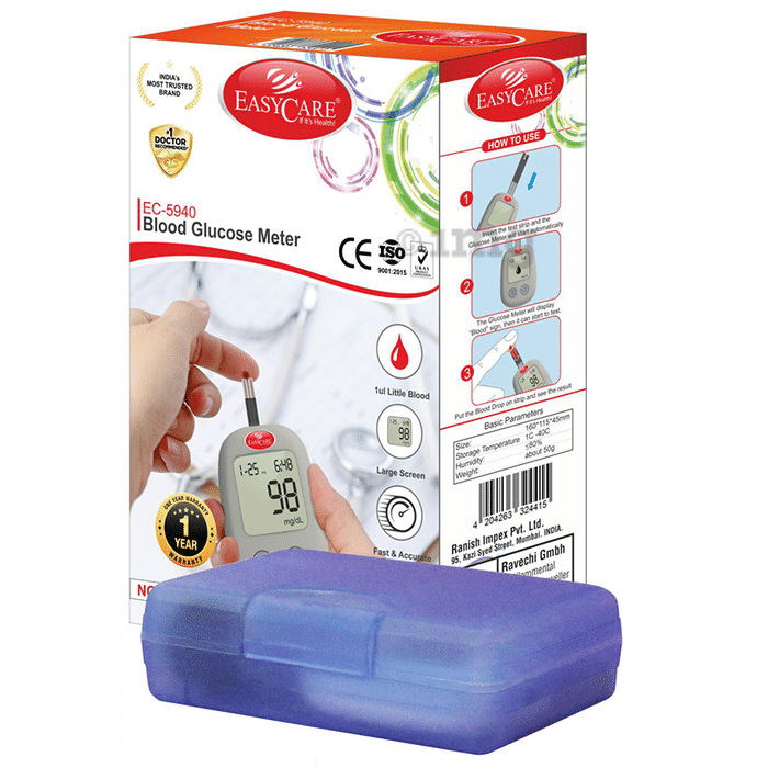 EASYCARE EC 5940 Glucometer Blood Glucose Meter Kit White