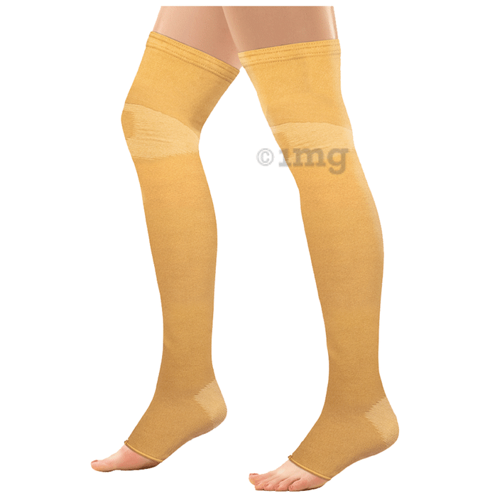 Vissco Anti Embolism Stocking, Thigh Length (Above Knee) to Improve Blood Circulation Large Beige