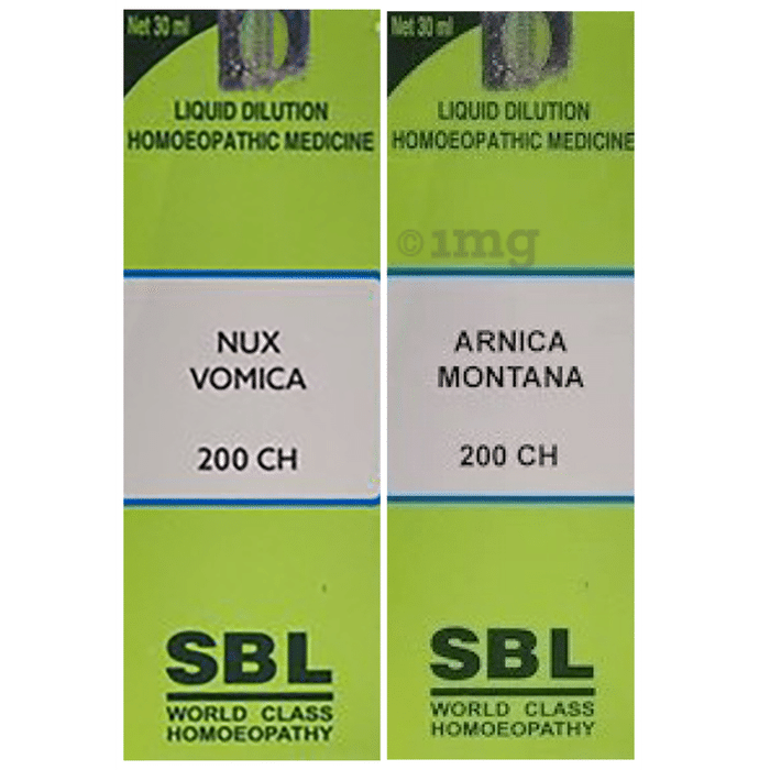 Combo Pack of SBL Nux Vomica Dilution 200 CH & SBL Arnica Montana Dilution 200 CH (30ml Each)