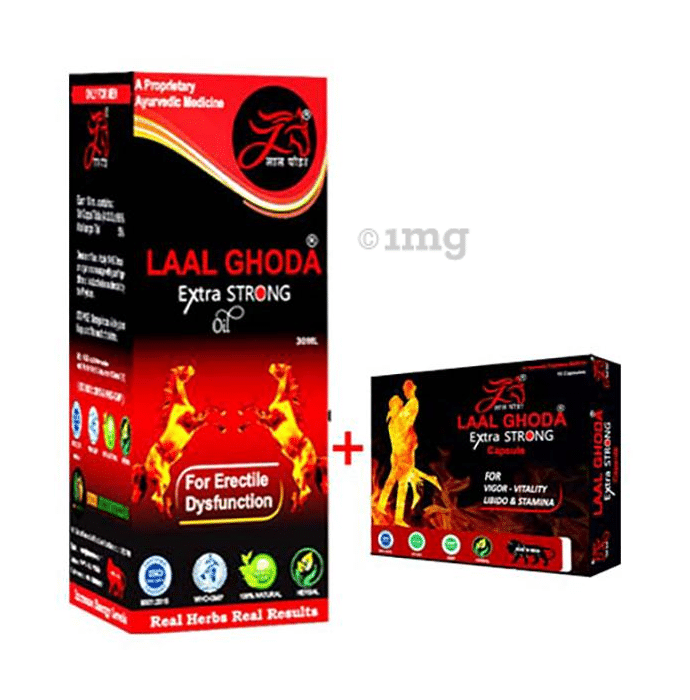 Laal Ghoda Combo Pack of Extra Strong Oil 30ml & Extra Strong 10 Capsule