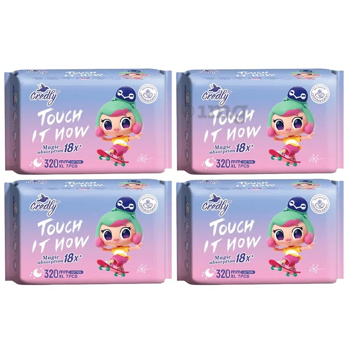 Credly Touch It Now Ultra Premium Soft Sanitary Pads For Women XL (7 Each)