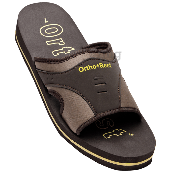 Ortho + Rest  Extra Soft Ortho Doctor Slipper, Orthopedic Footwear For Men Daily Home Use Brown 11