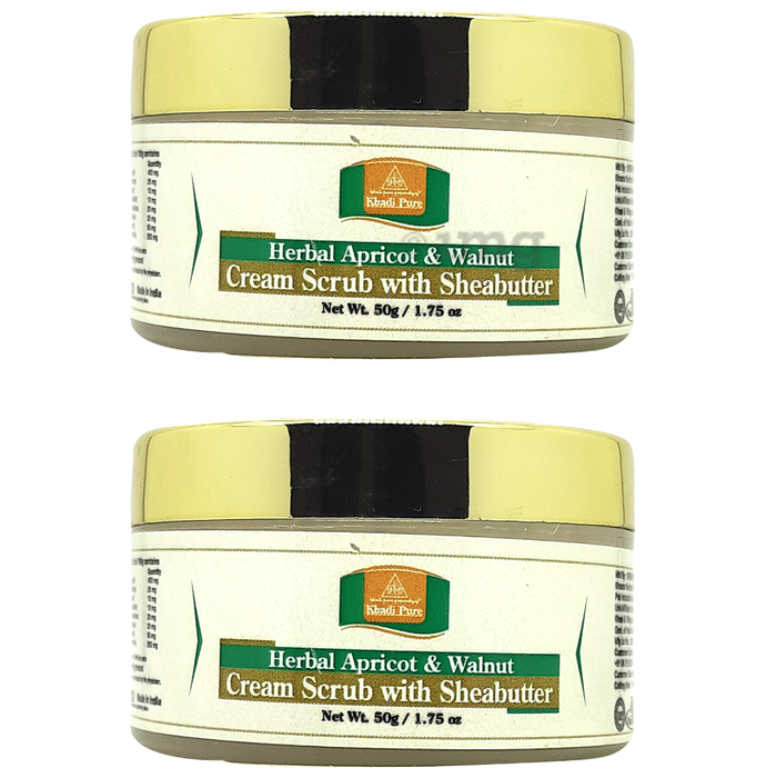 Khadi Pure Herbal Apricot & Walnut Cream Scrub with Sheabutter (50gm Each)